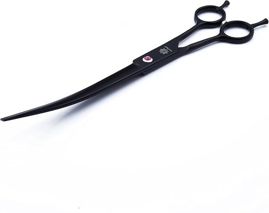 Dream Reach 9" Twin Tail Professional Pet Dog Two-way Cutting or Curved Scissors,Made of High-end 9CR Stainless Steel (Rainbow) (B-9 inch-Black)