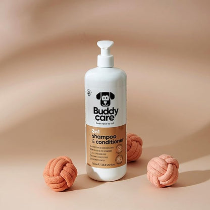 2in1 Dog Shampoo & Conditioner by Buddycare | Coconut Scented | with Aloe Vera and Pro Vitamin B5 (33.8oz)
