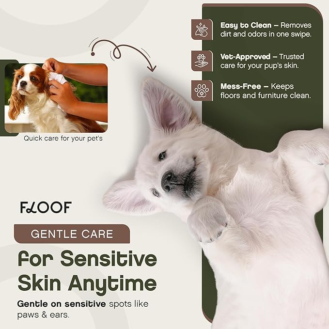 Hypoallergenic Renewing Dog Wipes - Grooming Natural Fresh Aloe Wipes for Paws, Face, Skin, Eyes, Ears, Butt - Perfect for Puppy & Adult Dogs - Vet Dermatologist Formulated - Extra Thick (72 Count)