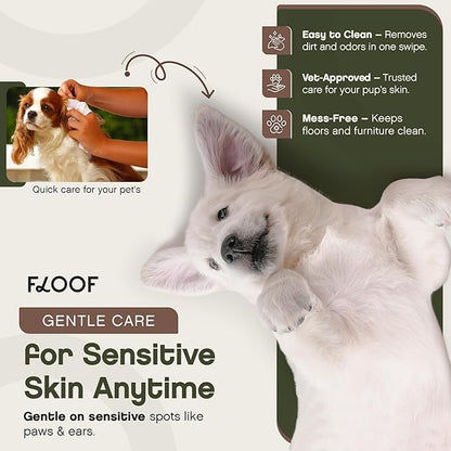 Floof Hypoallergenic Dog Wipes  Natural Aloe Grooming Wipes for Paws Face Ears Eyes & Bum  Vet-Formulated Extra Thick Safe for Puppies & Adult Dogs  144 Count