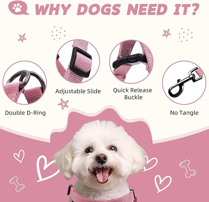 Dog Harness and Leash Set for Small Dogs Rayon Derived from Bamboo 90%, Polyester 10%, No Pull Dog Harness, Step-in Adjustable Dog Leash, XS XXS Dog Harness and Leash Set