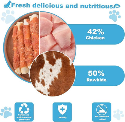 Dog Treats Chicken Wrapped Rawhide Rolls Healthy Dog Chews Long Lasting for Large Dog 1 lb/454g