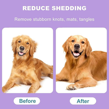 YINGFAN Slicker Brush for Dogs, Self Cleaning Dog Brush for Shedding, Dog Hair Brush for Long Haired Dogs, 7.1 Inch (Purple)