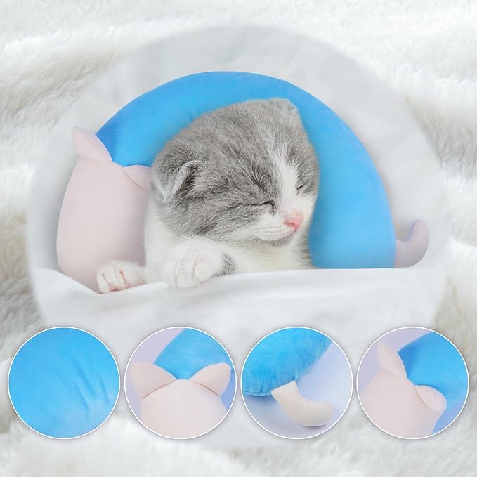 Dog Pillow,Pet Cat Pillow,Dog Pillows for Small Dogs,Dog Neck Pillow,Soft Kitten Pillow,Machine Washable Dog U-Shaped Pillow,Joint Relief Sleeping Improve for Pets, Purple,M