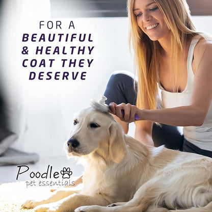 Poodlie Self Cleaning Pet Brush - Dog Brush for Shedding - Slicker Brushes for Dogs - Cat Brushes - Dog Comb for Long Haired & Short Haired Dogs - Puppy Cat Grooming Undercoat Deshedding