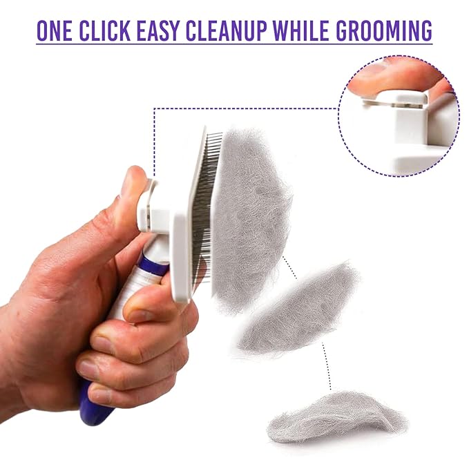 Self-Cleaning Gentle Slicker Brush, Sensitive Skin Gentle Dog Brush, for Big Dog and Large Breed, to Remove Loose Hair, Mats, Dirt - Pain Free Grooming