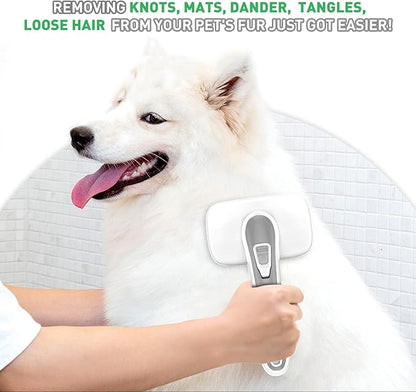 Dogs Cats Self Cleaning Slicker Brush for Shedding & Grooming Any Breed of Pets, Remove Loose Undercoat Knots Mats Tangled Hair for Small Medium Large Animal With Long Short Fur Length-Grey