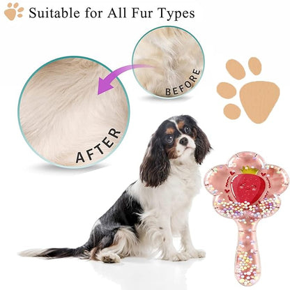 Soft Dog Brush for Small Dogs | Gentle Puppy Brush for Yorkies, Shih Tzus, Maltipoos & Maltese | Pet Hair Removal Brush with Soft Bristles | Dog Brush for Shedding (Rose Red Strawberry)