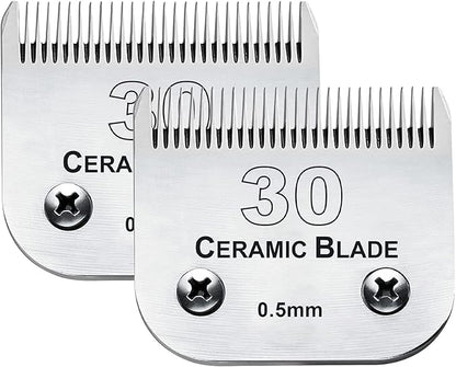 2Pack 30 Blade Dog Grooming Clipper Blades Compatible with Andis/Wahl/Oster Dog Clippers,Detachable Stainless Steel Blade,Size-30, 1/50-Inch Cut Length (64260)
