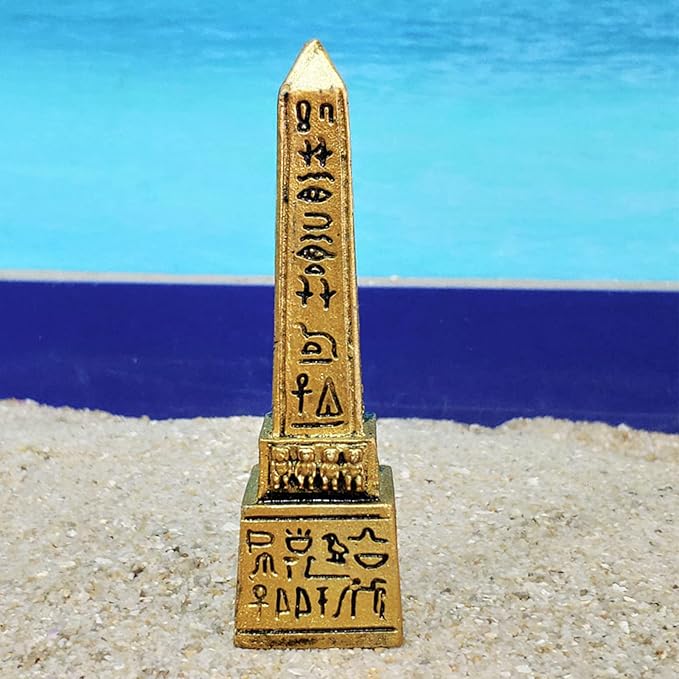 Obelisk of Ancient Egypt Aquarium Fish Tank Terrarium Decorations Terrarium Reptile Turtle Lizard Spider Tanks Egyptian Tablet Inscription Sculpture Figurine Statue Décor Ornament Gold