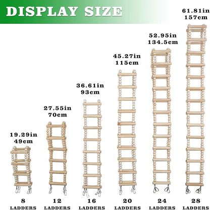 Bird Ladder Bridge, Wooden Pet Hamster Climbing & Swing Toys, Cage Accessories for Birds Rats Parrots Hamster Squirrel Sugar Gliders Parakeets Cockatiels - 24 Steps - 53 x 3.14 Inch