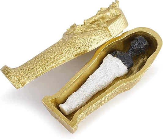 Aquarium Mummy Gold Coffin Decorations Egypt Fish Reptile Turtle Tank Décor Ornament Pet Gold