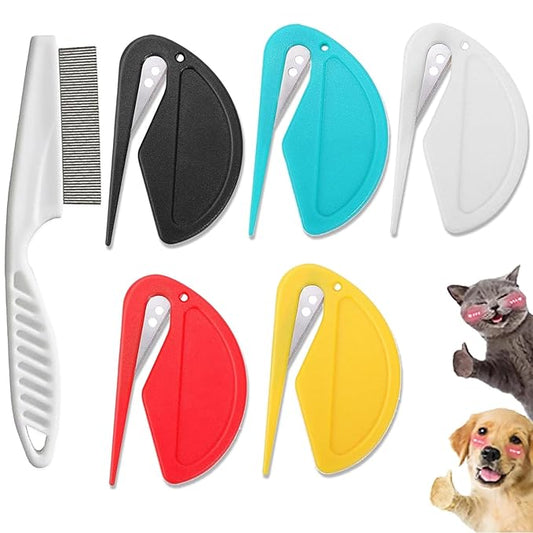 5PCS Pet Knotting Comb for Cats, De Knotting Comb for Dog, Knotting Comb Pet Grooming Tool for Removing Tangled and Grooming Loose Knotted Hair