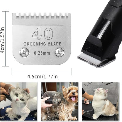 3 Pcs Size 40# Detachable Dog Grooming Blades, Compatible with Andis, Oster A5, Wahl KM10 Series Clippers, Cut Length 0.25mm, Silver (40# 0.25mm, 3Pcs)