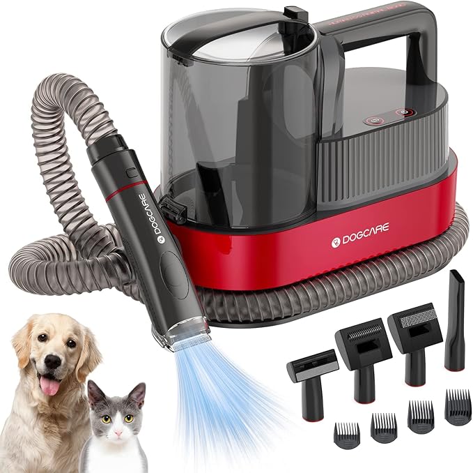DOGCARE 6-in-1 Dog Modern Grooming Kit with Vacuum, Cat & Dog Clippers & Vacuum for Shedding Grooming with 2.5L Large Capacity Dust Box, Powerful Suction and Lower Noise Pet Grooming Kit at Home