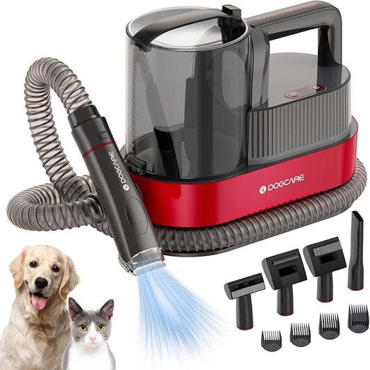 DOGCARE 6-in-1 Dog Modern Grooming Kit with Vacuum, Cat & Dog Clippers & Vacuum for Shedding Grooming with 2.5L Large Capacity Dust Box, Powerful Suction and Lower Noise Pet Grooming Kit at Home