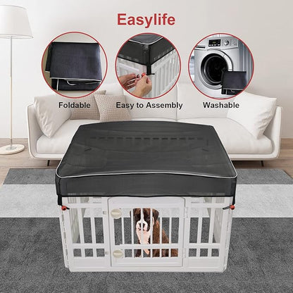 Dog Playpen Cover Mesh Top - Dog Pen Cover for Pets Fits 36 Inch 4 Panels Square Plastic Exercise Pet Pen,Provide Security for Indoor Dog Pen (Playpen Not Included)