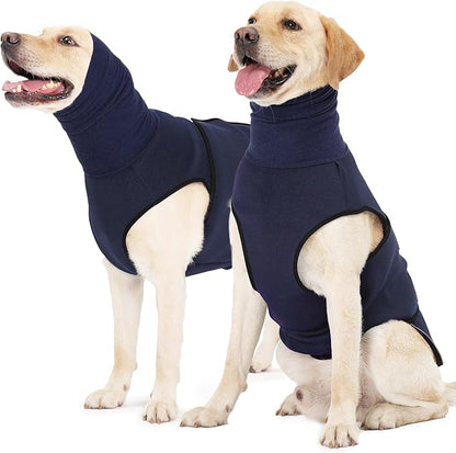 ROZKITCH Anti-Anxiety Dog Shirt, Breathable Pet Vest for Storms & Fireworks, Dog Calming Hoodie with Ear Cover for Separation Relief NavyBlue XL
