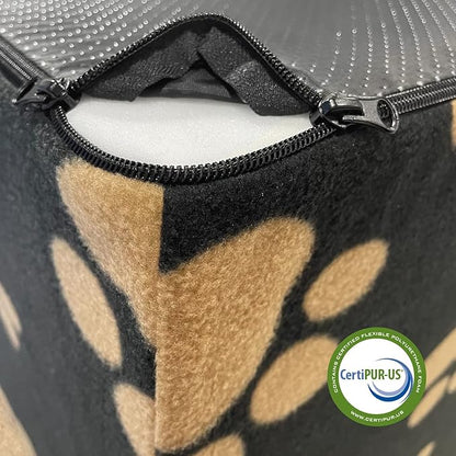 Best Pet Supplies Dog Stairs for Small Dogs & Cats, Foam Pet Steps Portable Ramp for Couch Sofa and High Bed Non-Slip Balanced Indoor Step Support, Paw Safe No Assembly - Paw Print on Black, 3-Step