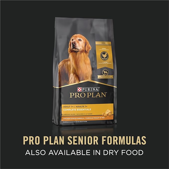 Purina Pro Plan Wet Dog Food For Senior Dogs Adult 7 Plus Turkey and Rice Entree Classic - (Pack of 12) 13 oz. Cans