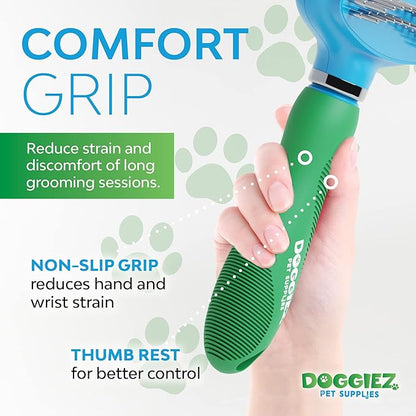 Double Row Dog Rake Deshedding Comb for Matted Hair - Top Fur & Undercoat Deshedding Brush for Dogs & Cats, Long Hair & Short - Undercoat Rake Brush for Shedding - Grooming Tool