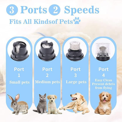 Pet Nail Grinder with LED Light & 2 Grinding Heads, 2-Speed Low Noise & More Powerful Dog Nail Grinder, Pet Nail Trimmer File, Painless Paw Claw Care, Quiet Toenail Grooming Tool for L/M/S Dogs/Cats