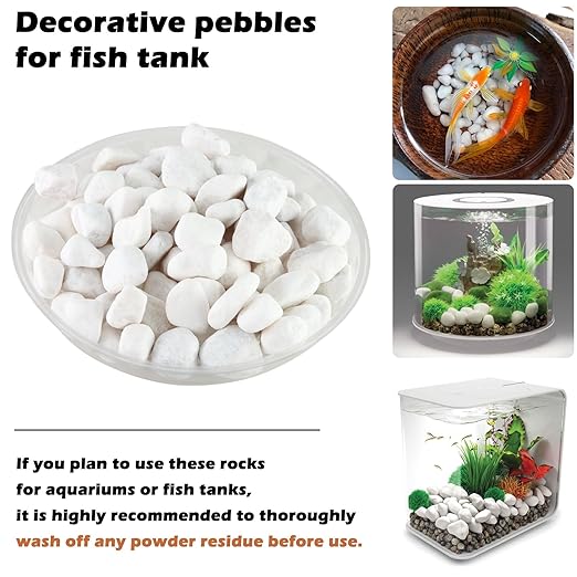 11Lbs Natural River Rocks for Plants 1''-2'' Large Landscaping Garden Stones White Aquarium Gravel for Decorative Pebbles for Indoor Outdoor Planters, Big Terrarium Rocks in Bulk, Home Decor