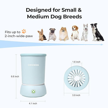 DOGNESS Automatic Dog Paw Cleaner, Rechargeable Paw Washer for Dogs Portable Electric Paw Cleaner Cup for Small to Medium Dogs (Light Blue)