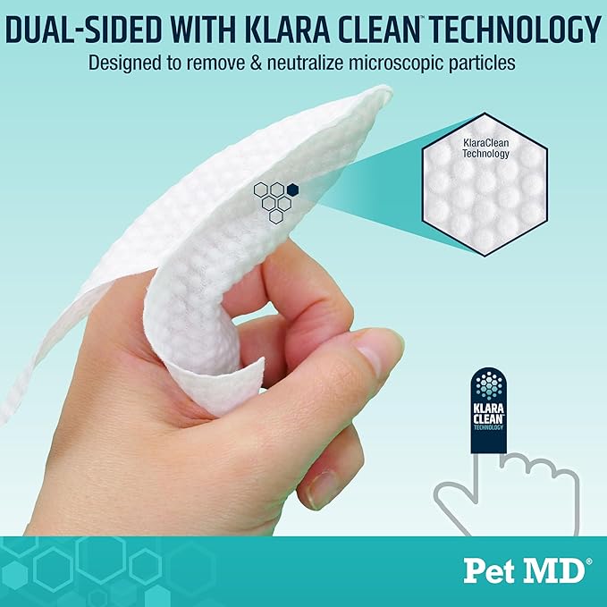 Pet MD Pet Dental Finger Wipes for Dogs - Plaque and Tartar Remover for Dogs to Improve Oral Care - Pet Teeth Cleaning Finger Wipes for Healthy Gums and Fresh Breath - Fresh Apple & Mint, 50ct