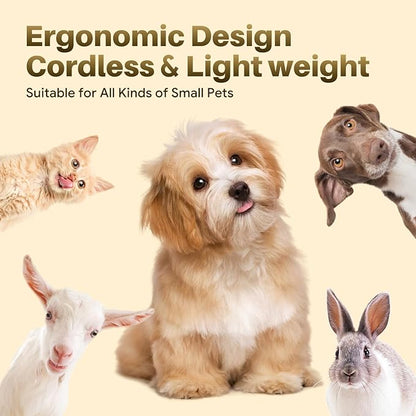 Small Dog Grooming Kit, 4 in 1 Electric Cordless Dog Paw Trimmer with Nail Grinder, Low Noise Dog Nail Trimmers, IPX7 Waterproof Small Dog Grooming Clippers for Paws, Ears, Face, Hip Hairl