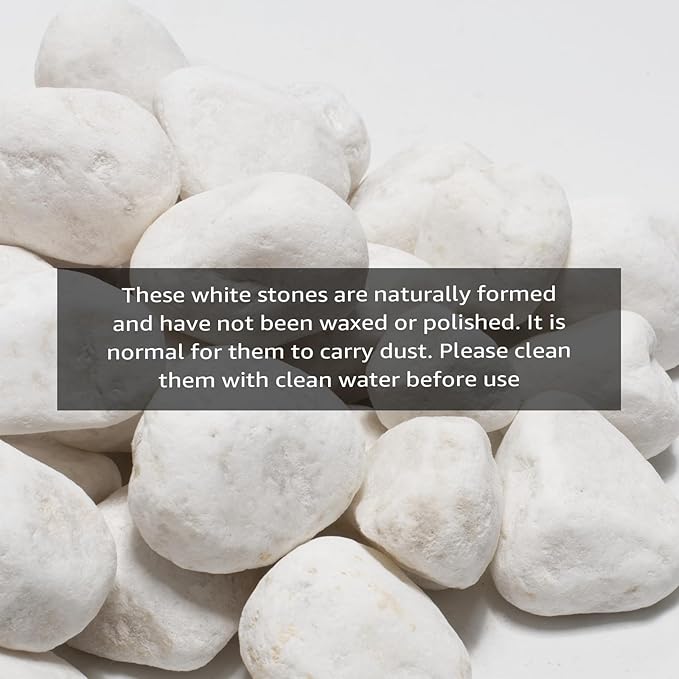 White Natural River Rocks, 2-3.5 Inch Decorative Stones for Plants, Garden, and Landscaping – 40LB, Ideal for Fish Tanks, Vases, Crafting, Home Decor, and Outdoor Landscaping