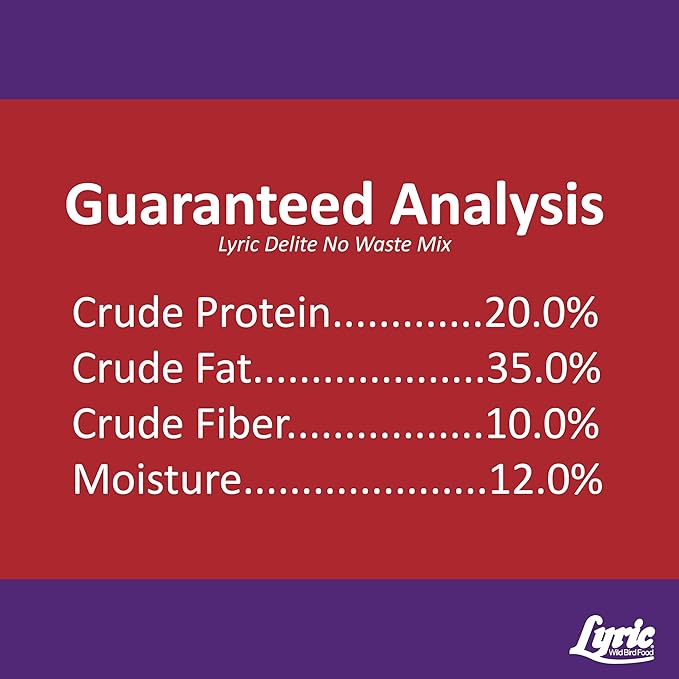 Lyric Delite Wild Bird Seed - No Waste Bird Food Mix with Shell-Free Nuts & Seeds - Attracts Buntings, Chickadees & Finches - 5 lb bag