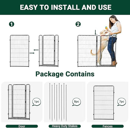 Dog Playpen,48 Inch(H) 18 Ft(L) 8 Panels Dog Fence Indoor/Outdoor,Heavy Duty Metal Pet Puppy Exercise Pen, Wide Door Low Threshold,Portable Pet Playpen for Rv Camping Garden Yard