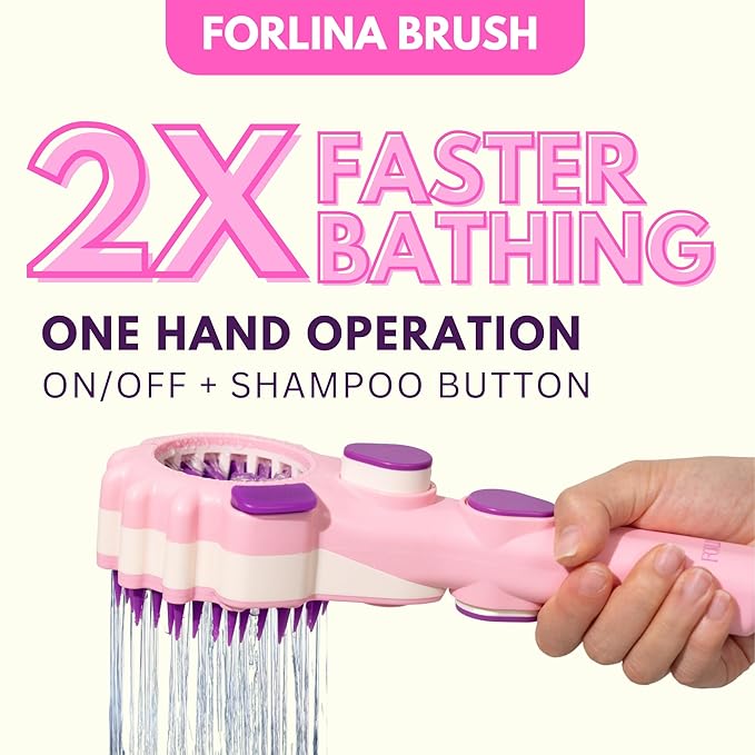 Forlina Brand Dog Shower Attachment | Multi-Functional | One-Handed Operation | Dog Bath Supplies | Shampoo Brush With Low Joint Stress | Easy To Install | Small