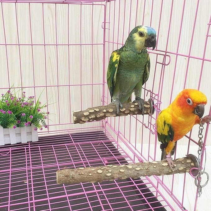 PINVNBY 3Pcs Bird Perches for Cage, Nature Wood Prickly Parrot Stand Toy Paw Grinding Stick for Small Medium Birds Parrot Parakeet Cockatiel Conure Cage Accessory