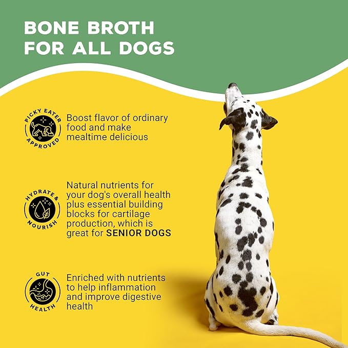 Brutus Bone Broth for Dogs - Bone Broth Powder with Chondroitin Glucosamine & Turmeric - Human Grade Dog Food Toppers for Dry Food & Picky Eaters - 5 Stick (Chicken)