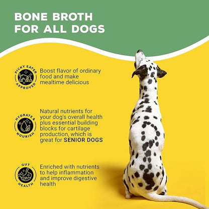 Brutus Bone Broth for Dogs - Bone Broth Powder with Chondroitin Glucosamine & Turmeric - Human Grade Dog Food Toppers for Dry Food & Picky Eaters - 5 Stick (Chicken)