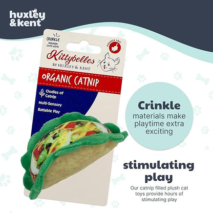 Huxley & Kent Plush Cat Toy - Interactive Catnip Toy for Cats & Kittens - Soft with Crinkle & Catnip - Fun Indoor Play - Taco
