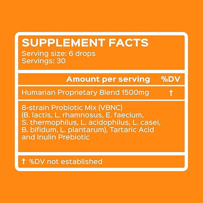 Humarian Probonix Liquid Probiotics for Cats - 8-Strain Cat Probiotic Drops to Fortify Feline Gut Health, Dental Health, Immunity and More - 30-Day Supply - Liver Flavor