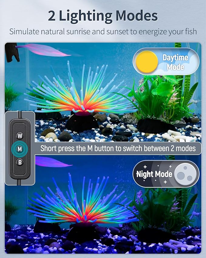 Pawfly 11W Aquarium LED Light for 12 to 18 Inch Fish Tanks Extendable Fish Tank Light with Full Spectrum Brilliant White Blue Red Lights with Daytime & Night Modes and Adjustable Brightness