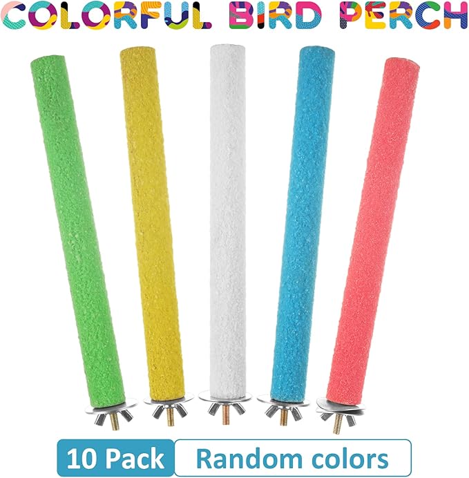 10 PCS Bird Perch Parrot Stand Wood Parrot Perch Stand Platform Natural Paw Grinding Stick Bird Cage Accessories for Budgies Cockatiels Cockatoo Conure Parakeet