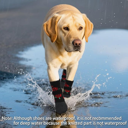 PUPTECK Dog Shoes for Hot Pavement Small Medium Large Size Dogs, Booties and Paw Protectors for Hardwood Floors, Grippy Socks to Prevent Licking Rubber Rain Hiking Boots for Senior Anti Slip