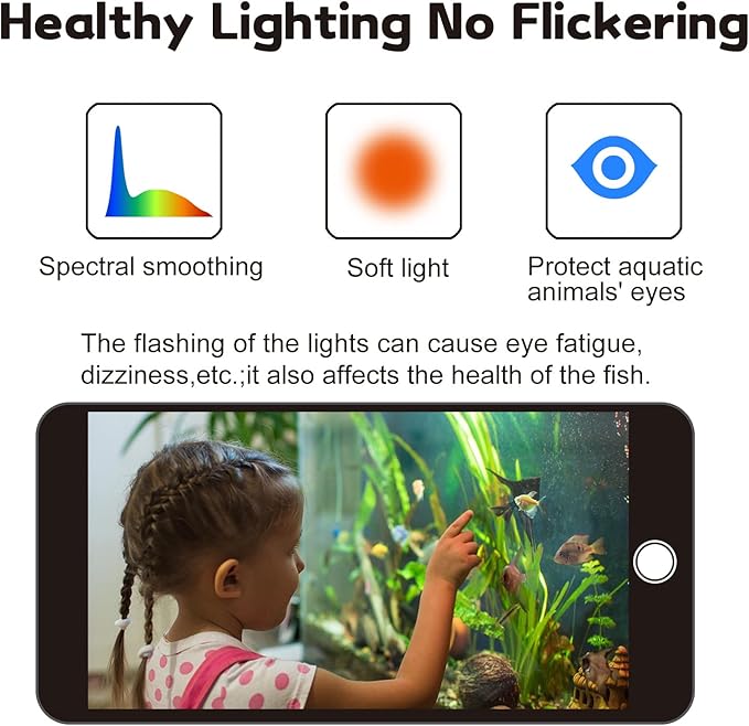 WaterRebirth Wireless Remote Full Spectrum Aquarium LED Light Strip - Ultra-Thin Design with Timer & RGB Modes for Fish Tank Plants (20-26INCH)