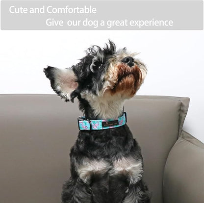 ARING PET Flamingo Dog Collar-Cute Cotton Small Dog Collars, Adjustable Lightweight Summer Pet Collars for Small Medium Large Boy and Girl Dogs, Small