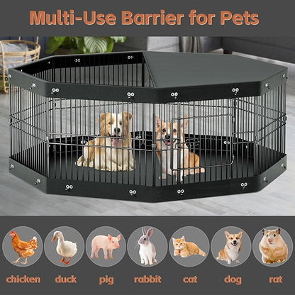 24__ Dog Playpen, 8 Panels Dog Pens with Bottom Pad, Metal Foldable Pet Puppy Exercise Fence Crate Kennel, Indoor Outdoor Escape Proof Pen for Small Medium Pets (with Bottom pad)