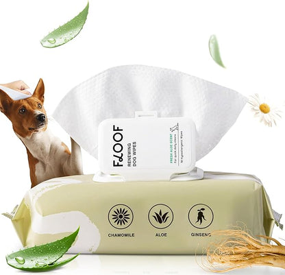 Hypoallergenic Renewing Dog Wipes - Grooming Natural Fresh Aloe Wipes for Paws, Face, Skin, Eyes, Ears, Butt - Perfect for Puppy & Adult Dogs - Vet Dermatologist Formulated - Extra Thick (72 Count)