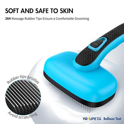 Dog Self Cleaning Slicker Brush for Shedding, Ideal for Short Long Haired Dogs, Including Cat. Removes Loose Fur, Undercoat, Mats, Tangled Hair. Suit for Large Medium Small Animal, Blue