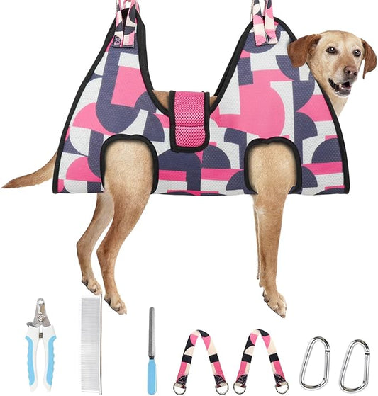 Supet Dog Grooming Hammock Harness for Large Dogs, Relaxation Dog Sling for Nail Trimming with Thick Fabric Back Support, Helper Dog Hammock for Nail Trimming Clipping