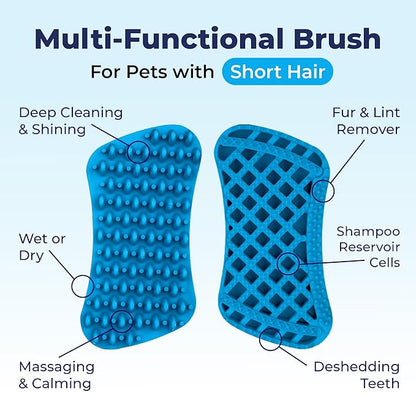 Furbliss Dog Brush for Small Dogs, Cats and Pets with Short Hair, Grooming Bathing Massaging Deshedding Multi-Functional Wet or Dry Silicone Brush (Short Hair Brush)