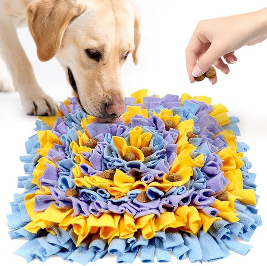 Dog Snuffle Mat, Feeding Mat for Dogs, Durable Interactive Puzzle Toys for Training Foraging Skills(Yellow&Blue&Purple)